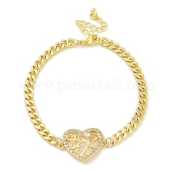 Brass Micro Pave Cubic Zirconia Link Bracelets&nbsp;BJEW-S158-13G-B