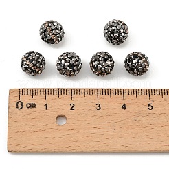 ラウンドグレードラインストーンクレイ舗装ビーズ  ヘマタイト  10mm  穴：1mm&nbsp;RB-O027-02