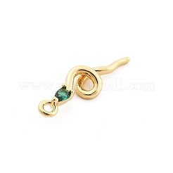 真鍮製マイクロパヴェキュービックジルコニアペンダント  スネークチャーム  ゴールドカラー  18.5x5.5x3mm  穴：1.2mm&nbsp;LS-KK-M321-01E-G03