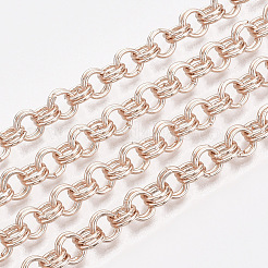 アイアン製ローロチェーン  ダブルリンクチェーン  溶接されていない  スプールで  ローズゴールド  リンク：6x1mm  約82.02フィート（25m）/ロール&nbsp;CH-S125-011A-RG