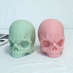 ハロウィーンの頭蓋骨 DIY 食品グレードのシリコンキャンドル型  アロマセラピーキャンドル型  香りのキャンドル作り型  ホワイト  8.1x6.9x8.7cm&nbsp;PW-WG53501-01