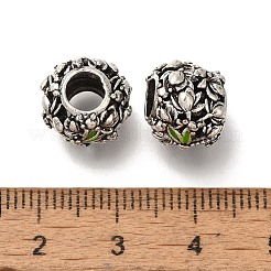 メッキ合金エナメル欧州ビーズラック  大穴ビーズ  トンボとラウンド  アンティークシルバー  12x11x9.5mm  穴：5mm&nbsp;PALLOY-P307-14AS