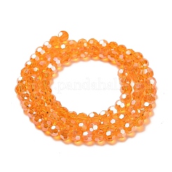 透明ガラスビーズ  32ファセット  ABカラーメッキ  ラウンド  ダークオレンジ  4.5x4mm  穴：1mm  約87~93個/連  32~33cm&nbsp;EGLA-A035-T4mm-B05