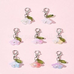 8色の花のアクリルペンダントデコレーション8個  合金製カニカン付き  ミックスカラー  27mm  1pc /カラー&nbsp;HJEW-FS00034-03