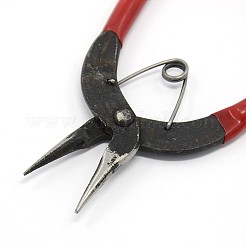 アクセサリー工具ニッパー/ヤットコ  鉄製コンケーブ/半丸鼻プライヤー  プラスチック製のハンドル付き  レッド  150x150x10mm&nbsp;PT-N001-04