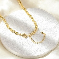 Brass Textured Cable Chain Necklaces&nbsp;NJEW-A042-12G-01