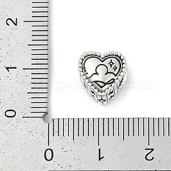 925スターリングシルバーヨーロピアンビーズ  ハート  天秤座  9.5x9.5~10x7mm  穴：4.5mm&nbsp;STER-R005-02AS-07