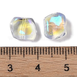電気メッキガラスビーズ  カラーメッキ  ナゲット  ライトゴールデンロッドイエロー  8x9.50x5mm  穴：0.80mm&nbsp;GLAA-S202-08