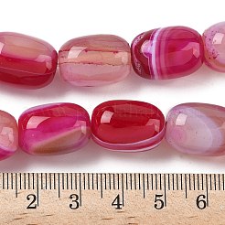 天然縞瑪瑙/縞瑪瑙（染色・加熱）ビーズ連売り  コラム  フクシア  17~18x13mm  穴：1mm  約11個/連  7.68''（19.5センチメートル）&nbsp;G-H324-01C