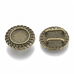 Tibetan Style Alloy Slide Charms Cabochon Settings&nbsp;TIBE-Q086-036AB-FF