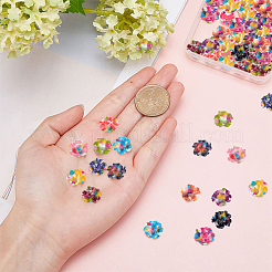 スプレープリント樹脂カボション  花  ミックスカラー  14x13.5x6mm  50個/箱&nbsp;CRES-SC0001-99