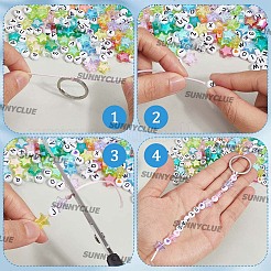 星と文字のキーホルダー作りキット  アクリルビーズとナイロンコードを含む  ミックスカラー  25x2mm&nbsp;DIY-SC0031-82