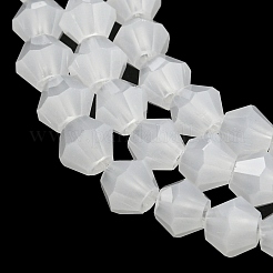 ジェイド風ガラスビーズ連売り  多面カット  双円錐形  ホワイト  4x4mm  穴：0.8~1mm  約75~78個/連  28~29cm&nbsp;GLAA-F029-J4mm-06
