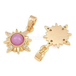 Brass Micro Pave Clear Cubic Zirconia with Opalite Charms&nbsp;KK-CBA2DE6-10G-03