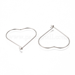 304ステンレススチールフープピアス金具  ワイングラスチャームリング  ステンレス鋼色  25x25x0.6mm  ピン：0.6mm&nbsp;STAS-P248-04P