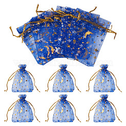 30Pcs Gold Stamping Moon Star Organza Drawstring Gift Bags&nbsp;ABAG-TA0002-21D