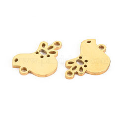 304ステンレススチールリンクコネクター  レーザー切断  鳥  14KGP本金メッキ  15x10x1mm  穴：1mm&nbsp;STAS-S116-211G