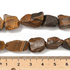 生の荒い天然タイガーアイビーズ連売り  ナゲット  6~24x7~16x4~10mm  穴：1mm  約25~38個/連  15.35~15.94''（39~40.5センチメートル）&nbsp;G-M453-D10