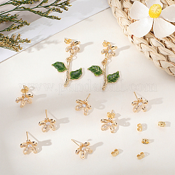 5 Pairs Brass Micro Pave Cubic Zirconia Stud Earring Findings&nbsp;KK-BBC0020-85