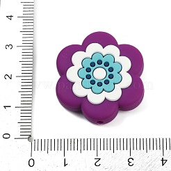 シリコンビーズ  焦点ビーズ  花  パープル  29x27x9mm  穴：2mm&nbsp;SIL-I008-02E
