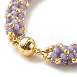 Glass Seed Beaded Bracelet with Brass Magnetic Clasp&nbsp;BJEW-JB07802-05
