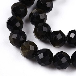 Natural Golden Sheen Obsidian Beads Strands&nbsp;G-S345-8mm-20