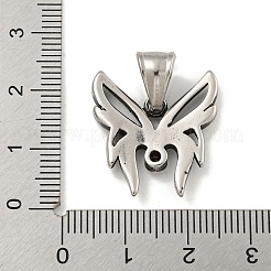 316サージカルステンレスペンダント  ラインストーン付き  蝶マリポサチャーム  アンティークシルバー  22x21x3.5mm  穴：5x8mm&nbsp;STAS-E212-57AS
