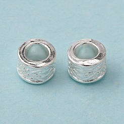 チベット風合金ヨーロピアンビーズ  大穴ビーズ  鉛フリー＆カドミウムフリー  コラム  銀  8x5mm  穴：4.5mm&nbsp;K0932021