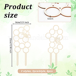 木製の植物用トレリス  葉の形の庭の杭  ラウンド  330x140x3mm  約2個/セット&nbsp;WOOD-WH0125-17A