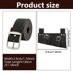 中世ルネッサンスのコスプレ小道具用のPUレザーベルト剣ホルダー  ブラック  186x138x3~50mm&nbsp;AJEW-WH0248-585