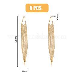 真鍮製の大きなペンダント6個  タッセルペンダント  18KGP本金メッキ  125x13x1mm  穴：1.5mm&nbsp;KK-HY0001-53