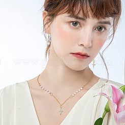12個真鍮マイクロパヴェキュービックジルコニアペンダント  カドミウムフリー＆鉛フリー  長持ちメッキ  クロス  透明  18KGP本金メッキ  14x9.5x3mm  穴：1.2mm&nbsp;KK-CA0003-65
