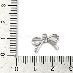 変色しない304ステンレススチールペンダント  ちょう結びチャーム  ステンレス鋼色  11~11.5x16x2~2.5mm  穴：1.5~2mm&nbsp;STAS-Z074-02P-02