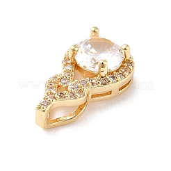 Rack Plating Brass Micro Pave Clear Cubic Zirconia Pendants&nbsp;ZIRC-F128-02G