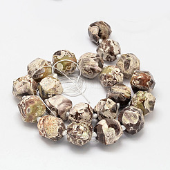 染めカット天然オーシャンアゲート/オーシャンジャスパーラウンドビーズ連売り  アンティークホワイト  15~18mm  穴：2mm  約23個/連  16.5インチ&nbsp;G-E331-25A