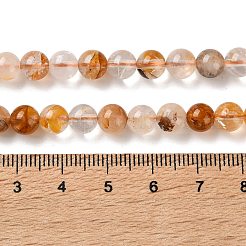 ナチュラル イエロー ヘマトイド クォーツ/ゴールデン ヒーラー クォーツ ビーズ 連売り  ラウンド  5.8~6.8mm  穴：0.8mm  約59~61個/連  15.08~15.24インチ（38.3~38.7cm）&nbsp;G-C268-B01-01