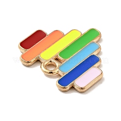 虹色の合金エナメル ペンダント  ハートチャーム  ライトゴールド  カラフル  16.5x18x1.5mm  穴：1.8mm&nbsp;ENAM-G208-14KCG