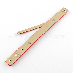 模造革コードスナップブレスレット  プラチナ  レッド  200x18mm  短いコード：8mm&nbsp;WACH-S001-1C