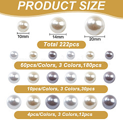 222Pcs 9 Styles ABS Plastic Imitation Pearl Round Beads&nbsp;KY-GO0001-03