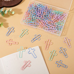 鉄とプラスチックのペーパークリップ80色4個  クロス  ミックスカラー  33.5x21x2mm  20個/カラー&nbsp;AJEW-TA0002-98