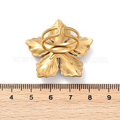 女性用304ステンレススチール調節可能なカフリング  花  ゴールデン·ステンレス鋼色  花：35.5x34mm  内径: 調節可能&nbsp;RJEW-S629-11G