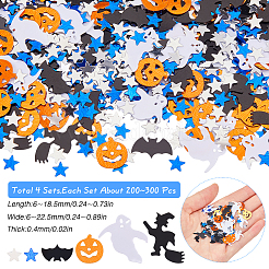 プラスチック製の紙吹雪  ハロウィンの装飾パーティーの好意のために  ミックスカラー  6~18.5x6~22.5x0.4mm&nbsp;DIY-SC0026-83A