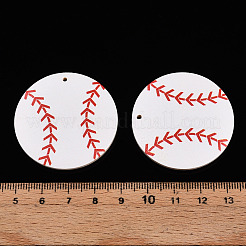 木製ペンダントの印刷  ボールシリーズチャーム  野球  39~40x5mm  穴：1.8mm&nbsp;WOOD-N016-52B-02