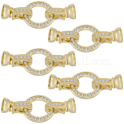 真鍮マイクロパヴェクリアキュービックジルコニア折りたたみ式留め具6セット  リング  18KGP本金メッキ  32mm  インナー：4.5mm&nbsp;KK-BBC0021-37