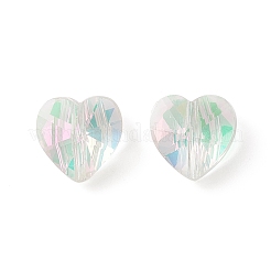 透明ガラスビーズ  多面カット  ハート  クリアAB  10x10x7mm  穴：1~1.2mm&nbsp;GLAA-K002-07A-20