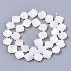 天然淡水シェルビーズ連売り  菱形  貝殻色  10~13x10~12x3~4mm  穴：0.9mm  約33個/連  14.57インチ（37cm）&nbsp;SHEL-R048-01