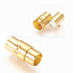 真鍮製ロッキングチューブマグネットクラスプ  コラム  ゴールドカラー  17x7~8mm  穴：6mm&nbsp;MC076-G