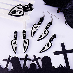 ハロウィーンのアクリルの大きなペンダント  ナイフの形  ブラック  51.5x12x4mm  穴：1.6mm  20個/セット&nbsp;MACR-CJ0001-18