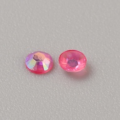 1440 個の ab カラーメッキ透明樹脂ラインストーンカボション  多面カット  フラットラウンド  濃いピンク  2x0.7mm&nbsp;CRES-TAC0003-21C