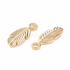 304ステンレスペンダント  葉  18KGP本金メッキ  15.5x6x1.5mm  穴：1.8mm&nbsp;STAS-B024-13G